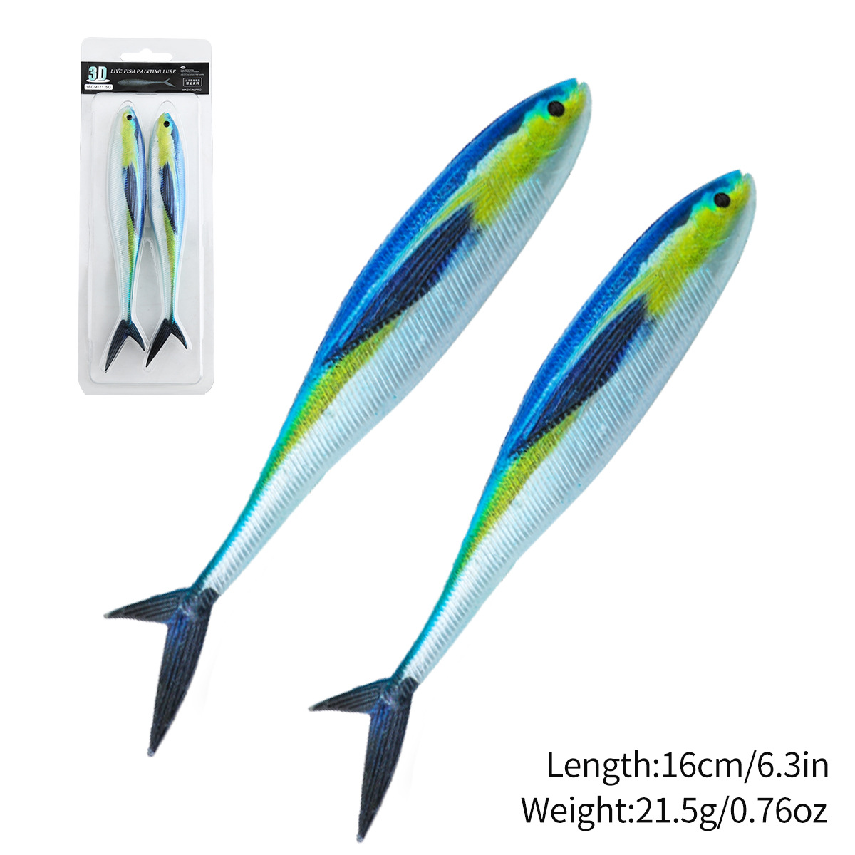 TK Señuelos de peces simulados en 3D para pesca en el mar, señuelos blandos y peces grandes.
