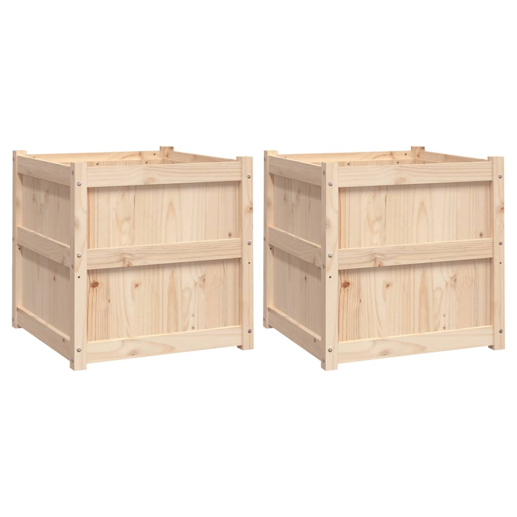 vidaXL Jardineras de exterior 2 unidades madera maciza de pino