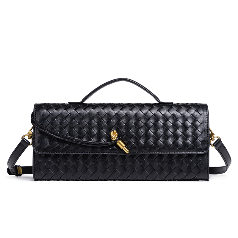 Bolsos de mano tejidos para mujer, bolso cruzado de hombro de piel sintética para noche, bolso bandolera de mano para formal, boda, fiesta