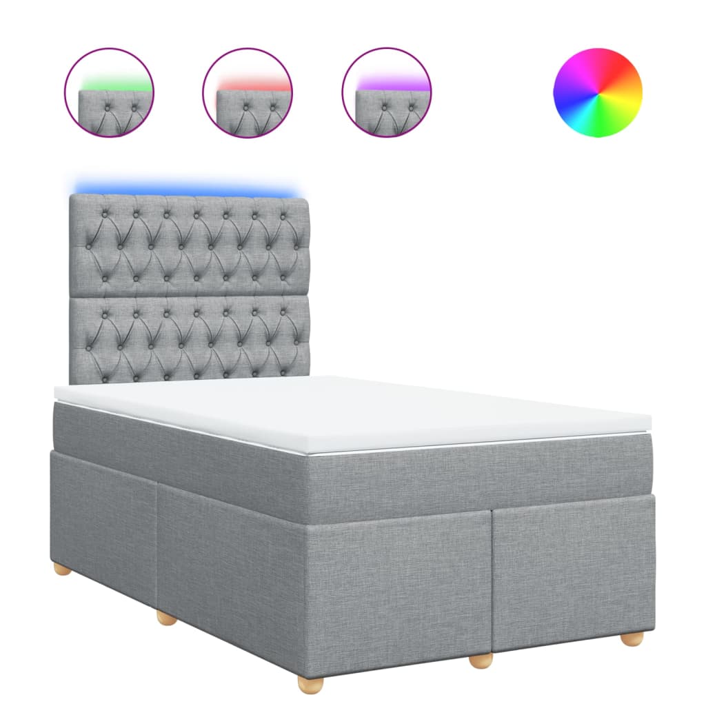 vidaXL Cama box spring con colchón tela gris claro 120x200 cm
