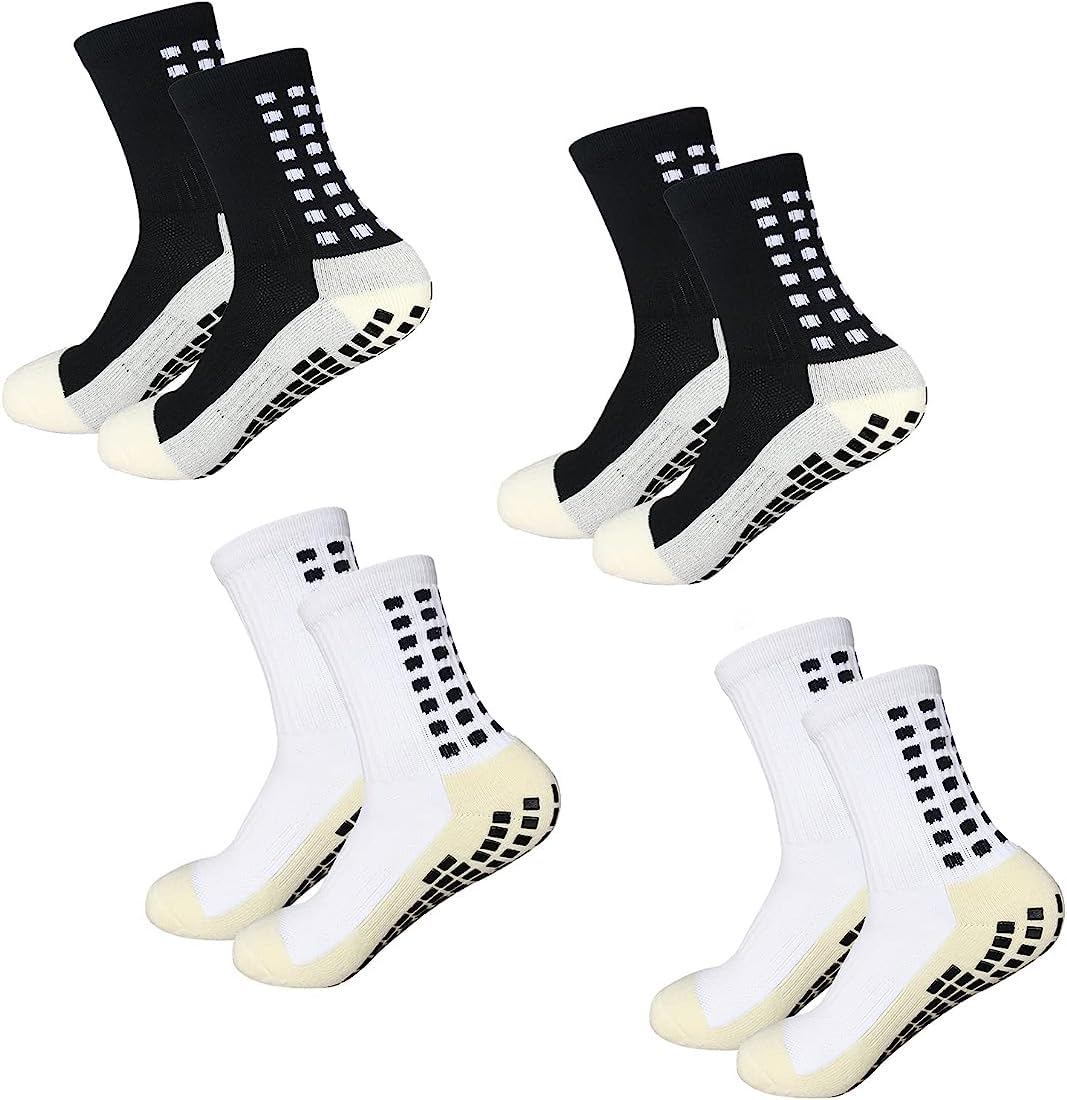 4 Pares De Calcetines De Fútbol Para Hombres Antideslizantes Con Pads De Grip Para Baloncesto Y Otros Deportes Material Poliéster