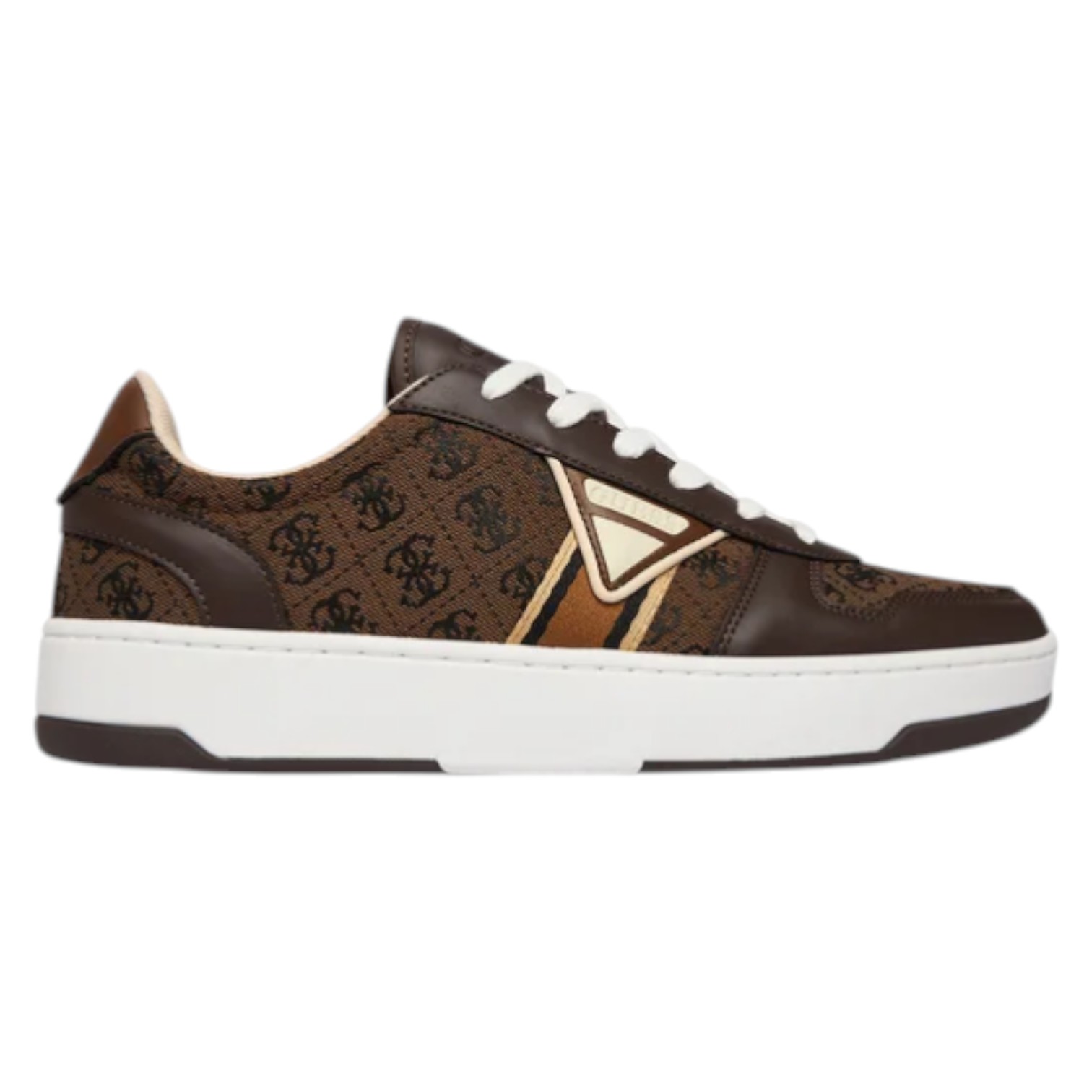 Sneakers Guess Uomo Vincent 4G Triangle Logo Cotton Leather Brown
