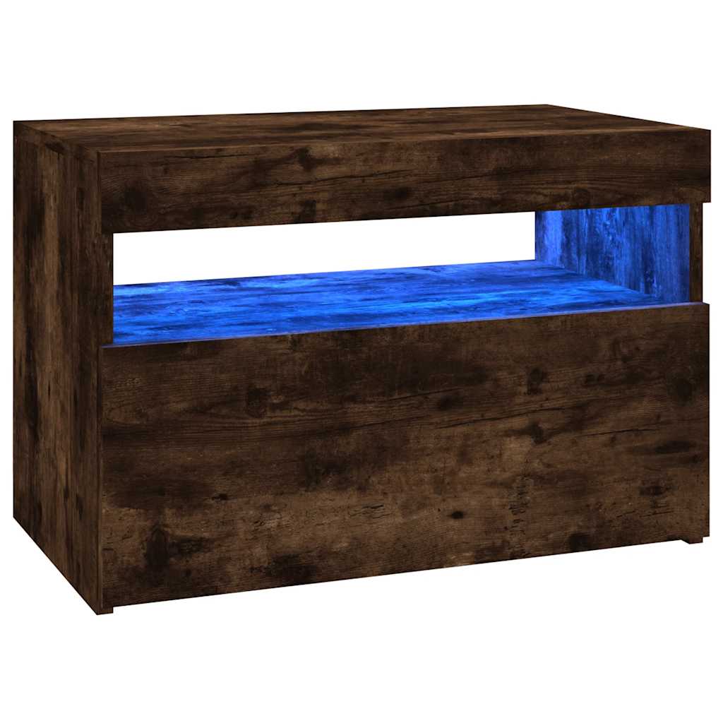 vidaXL Mueble de TV con luces LED color roble ahumado 60x35x40 cm