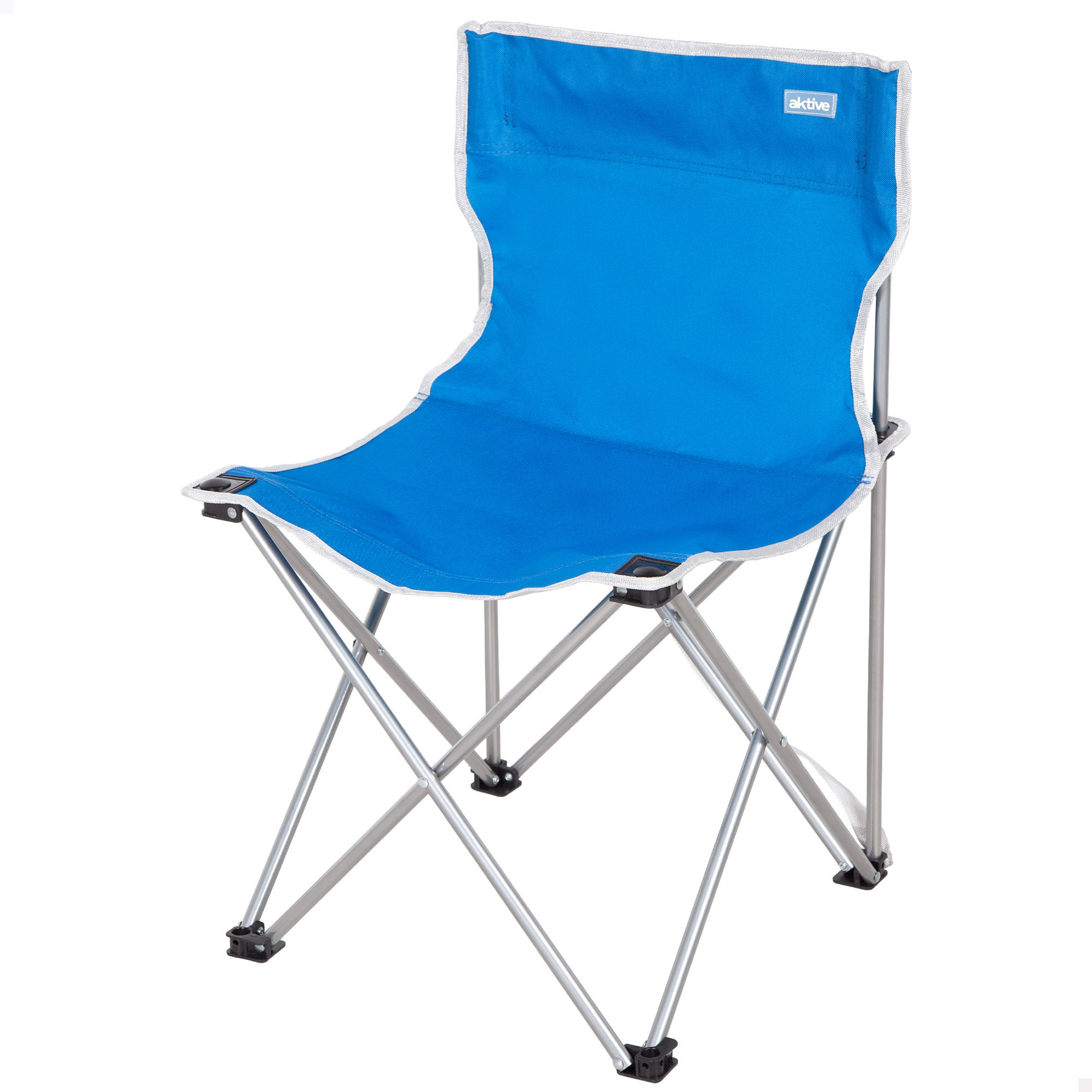 Aktive - Silla camping plegable, azul, 43x43x71 cm, estructura acero, tejido poliéster, topes antivuelco, soporta máx. 110 kg, asa de transporte, sillas exterior, plegado compacto, aire libre, packs camping