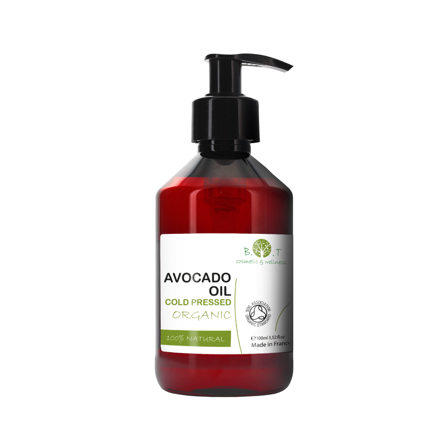 B.O.T Cosmetic & Wellness Aceite de Aguacate Orgánico COSMOS Organic | Prensado en Frío | Aceite Facial, Corporal y Capilar para Piel Seca y Cabello Seco | 100 ml a 1 L