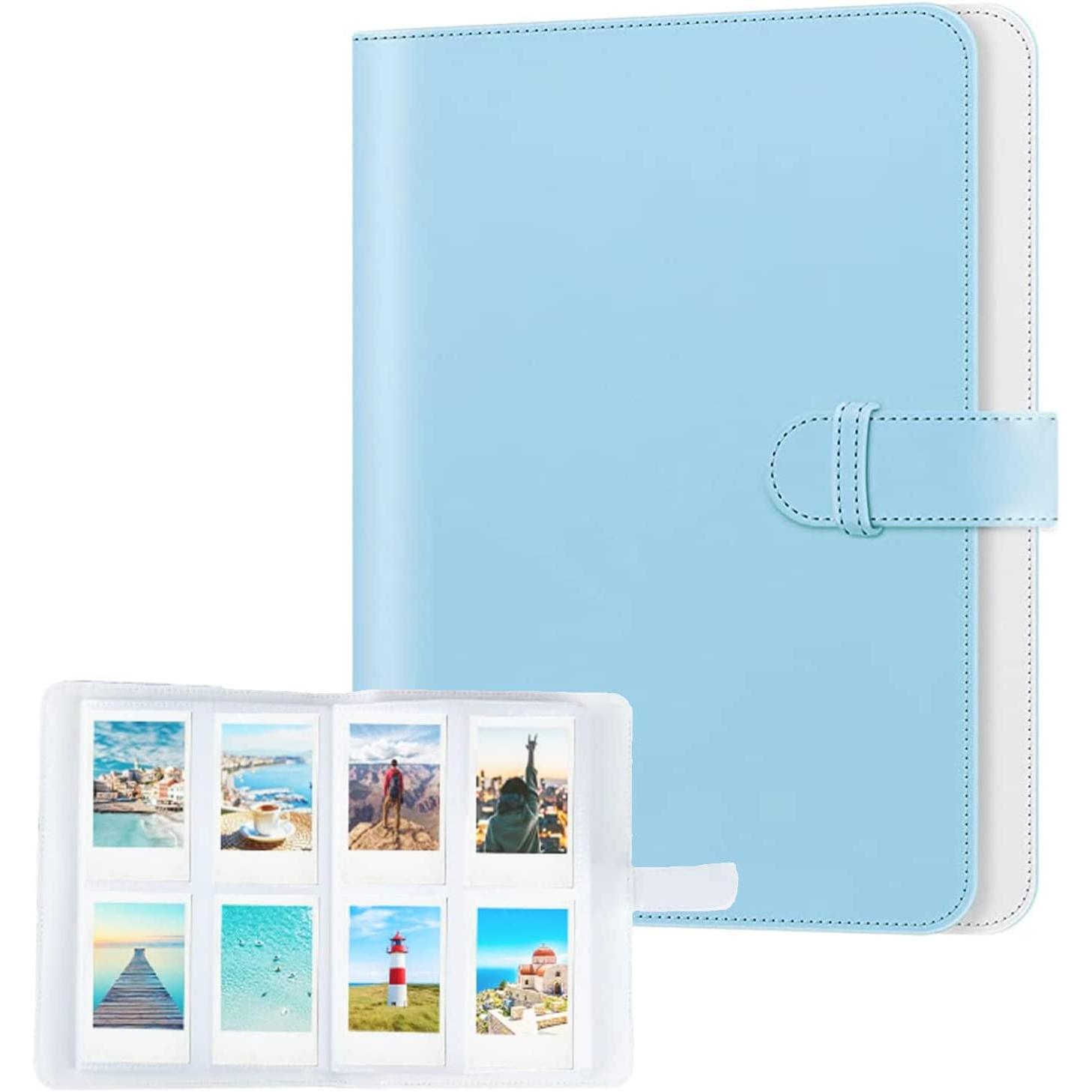 Álbum de fotos Azul o Rosa con 256 Bolsillos, Fotos con Bolsillos, Álbum Fotos Mini, Album foto funda Compatible con Fujifilm Instax Mini 9/Mini 8/Mini 25/Papel Fotográfico Polaroid Zink