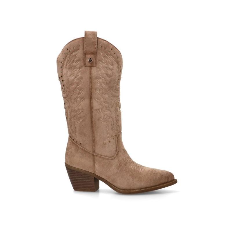 Bota Campero Xti - Mujer - Tacón Medio - Modelo 146102 - Color Beige