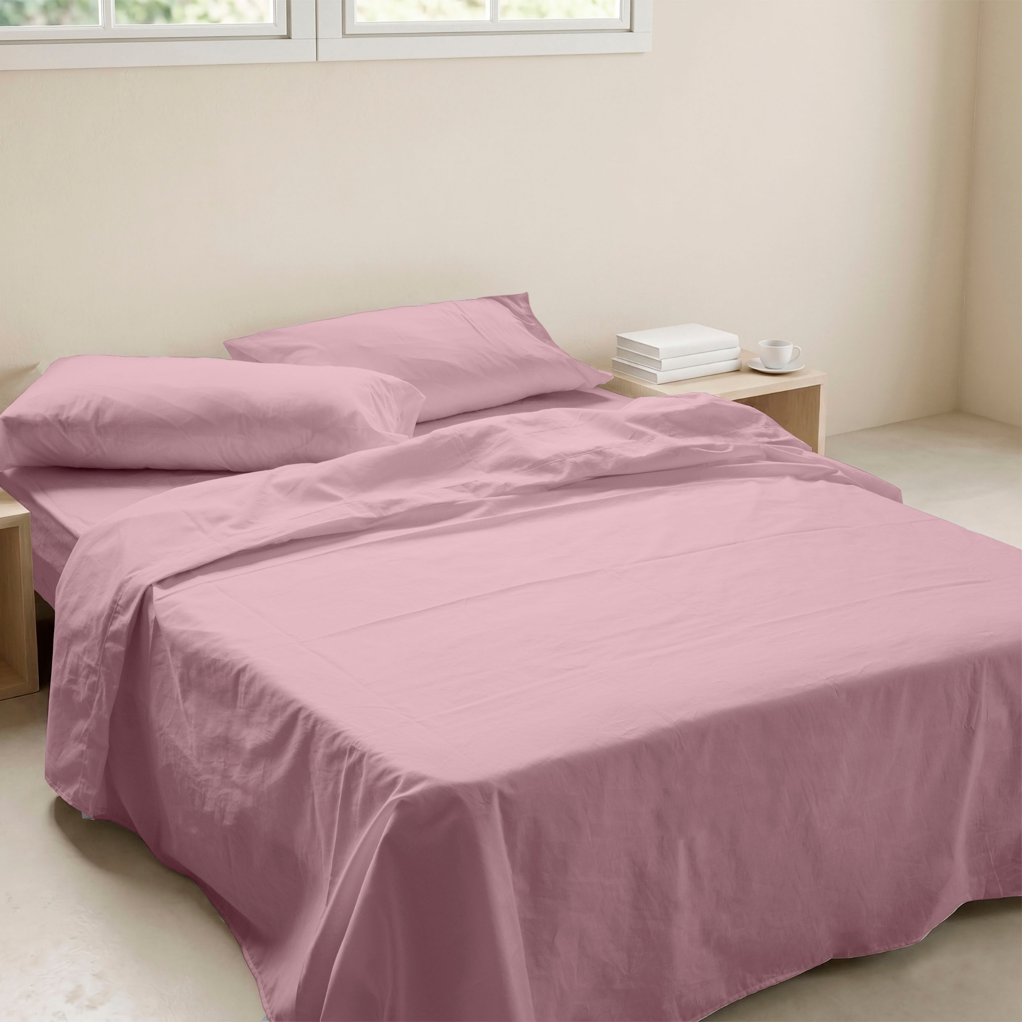 ICEHOME - Juego de Sábanas Liso 3/4 Piezas 100% Microfibra - Tacto Suave y Sin Plancha - Incluye Sábana Encimera, Sábana Bajera y 1 o 2 Fundas de Almohada - Cama 90/105/135/150/180