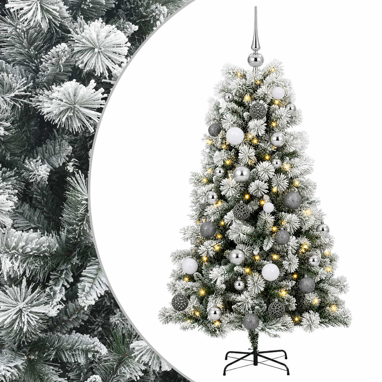 vidaXL Árbol de Navidad artificial de ramas plegables con bolas 120 cm
