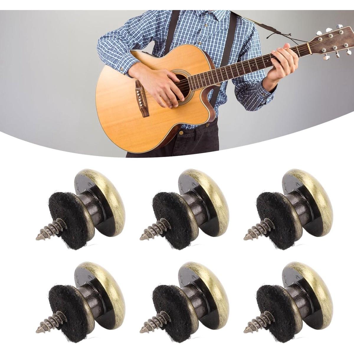 6 Hebillas para correa de guitarra - Botones para correa de guitarra - Cierre de hierro liso - Pasador de extremo para ukelele - Fácil de instalar - Pasador de extremo - Pasador de extremo para correas de guitarra clásicas - Bronce antiguo