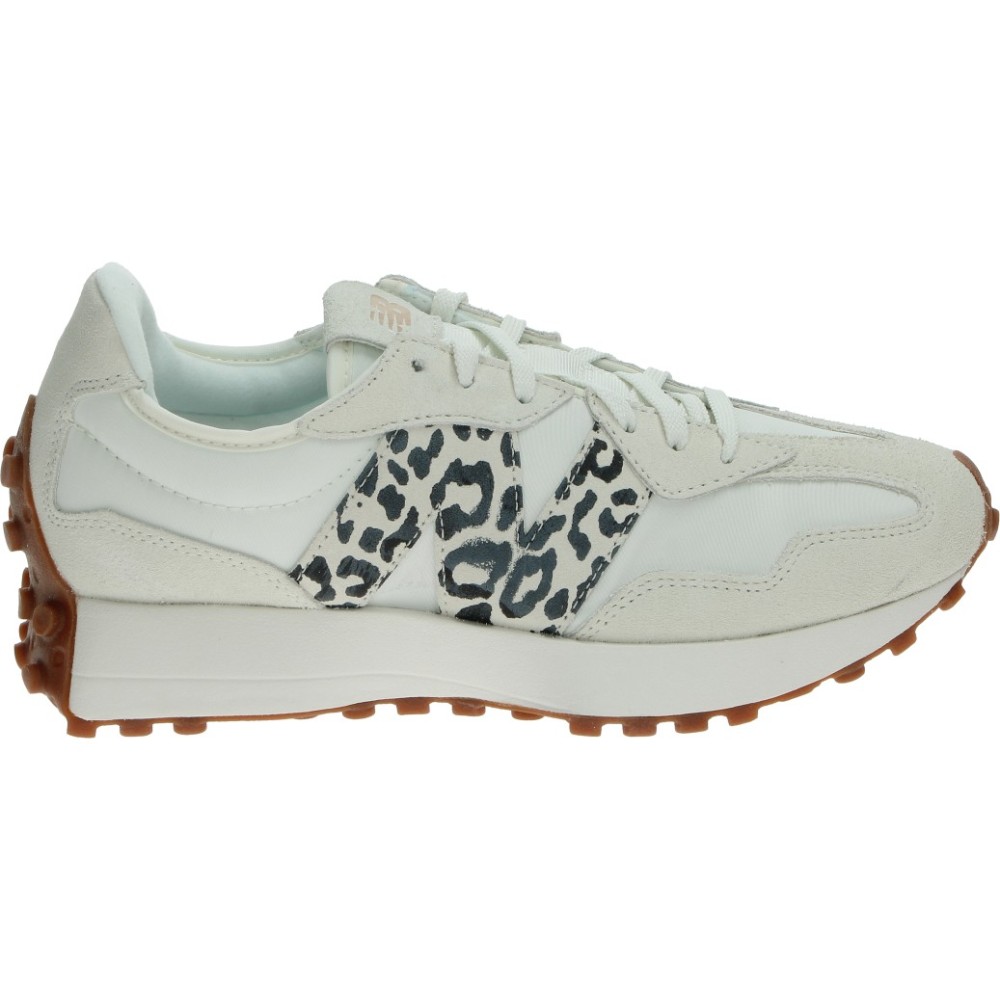 NEW BALANCE | Zapatilla New Balance 327 para Mujer – Deportivas en Color Blanco con Detalles de Animal Print – Estampado Animal – Sneakers con Cordones – Cómodas – Moda – Modelo WS327PJ