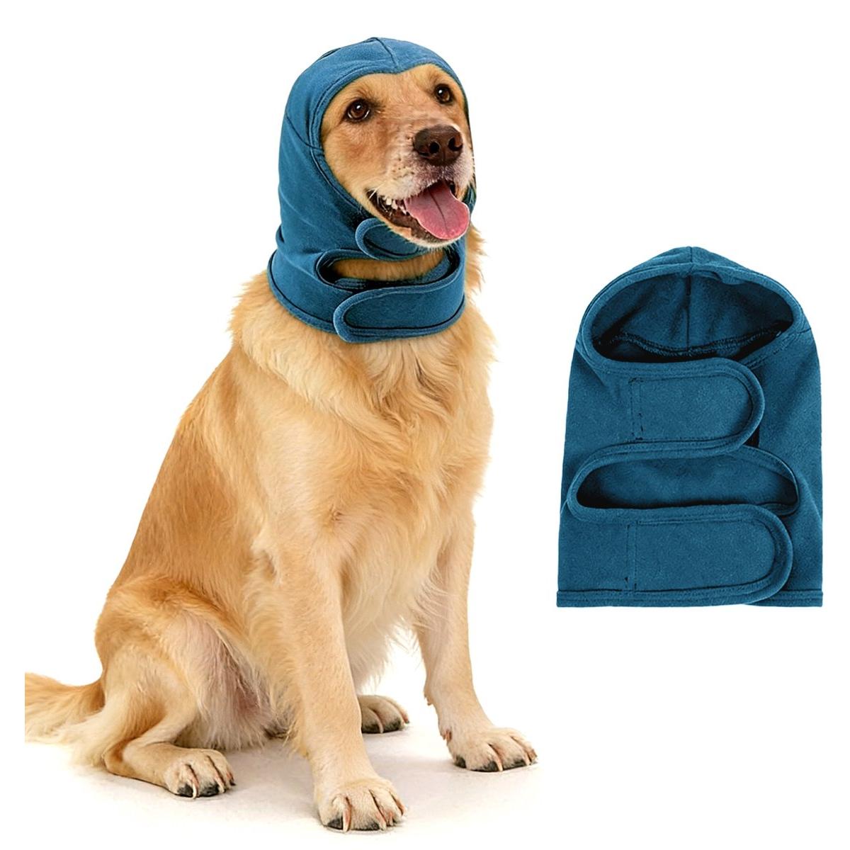 Om Home Gorro relajante para perros - Talla S - Longitud de la cabeza: 16 cm - Circunferencia del cuello: 30 cm - Calentador de cuello antiestrés para perros - Calma las emociones - Protección auditiva contra tormentas eléctricas - Protectores auditivos c