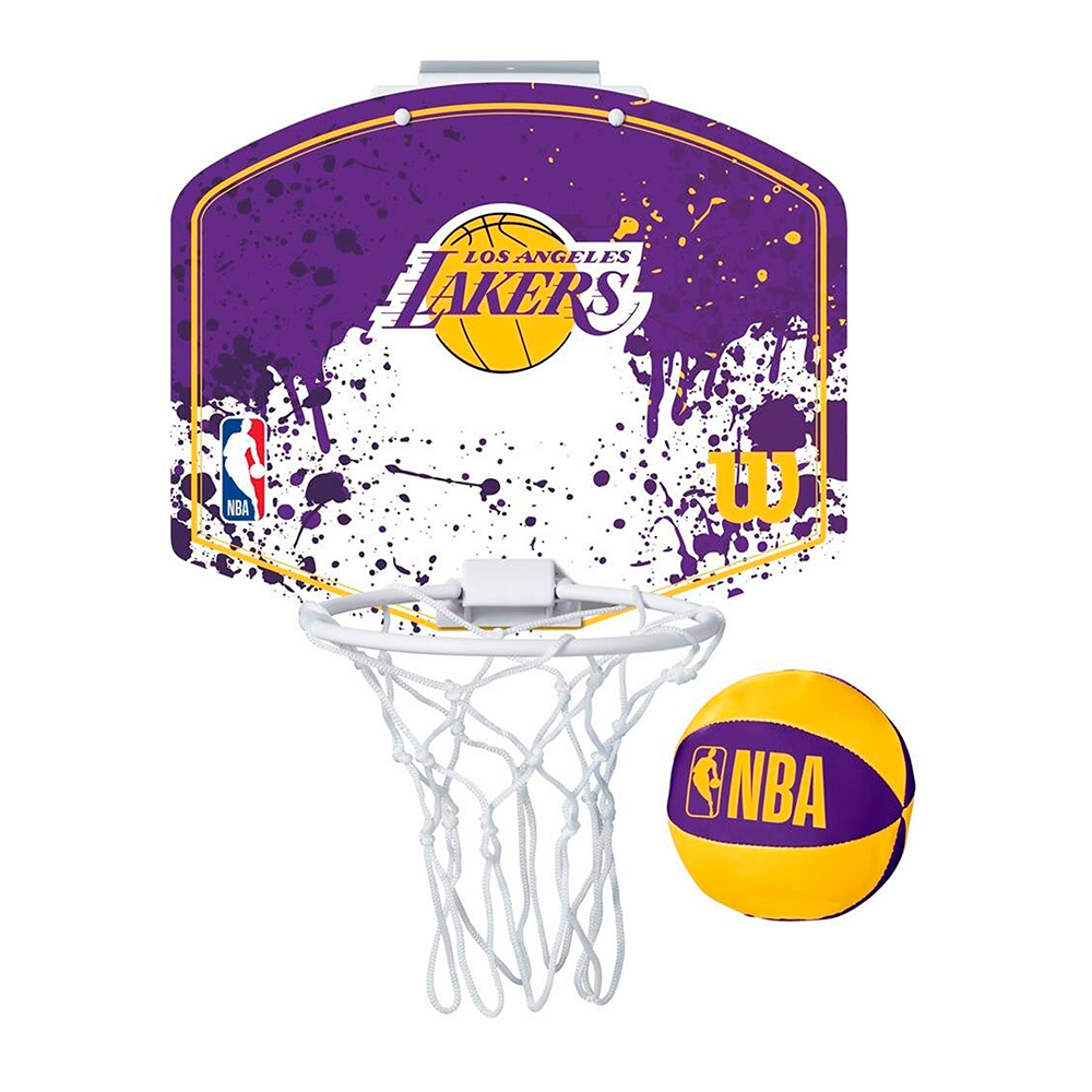 Set Minicanasta Wilson NBA Team Mini Hoop Lakers Equipamiento de Baloncesto Uso Recreativo e Iniciación al Basket