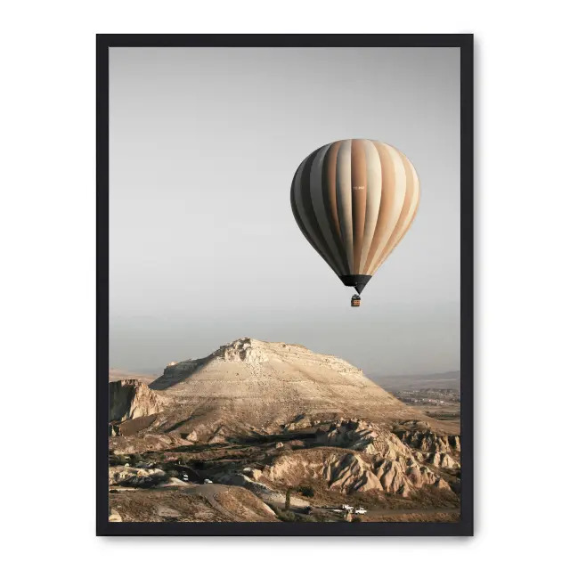 Lámina con marco negro CAPPADOCIA III 21x30 cm, Póster impreso en papel de primera calidad de 180gr, montado sobre marco de madera MDF acabado en negro., Naturaleza - Desierto
