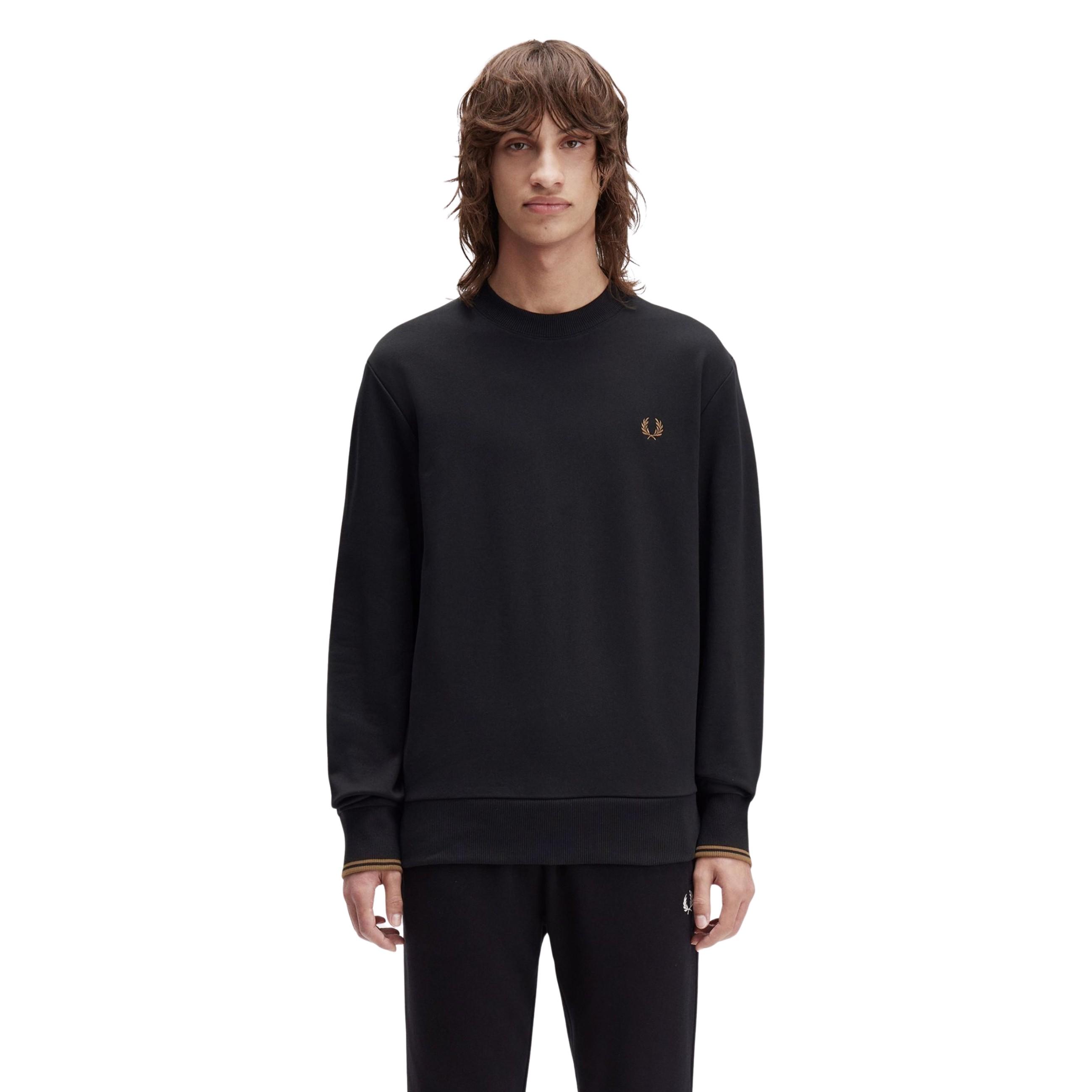 SUDADERA FRED PERRY NEGRA CONTRAST CREWNECK SWEATSHIRT