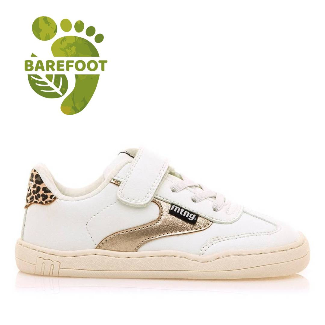 Zapatillas deporte Mustang free blancas y rosa metalizado con animal print barefoot