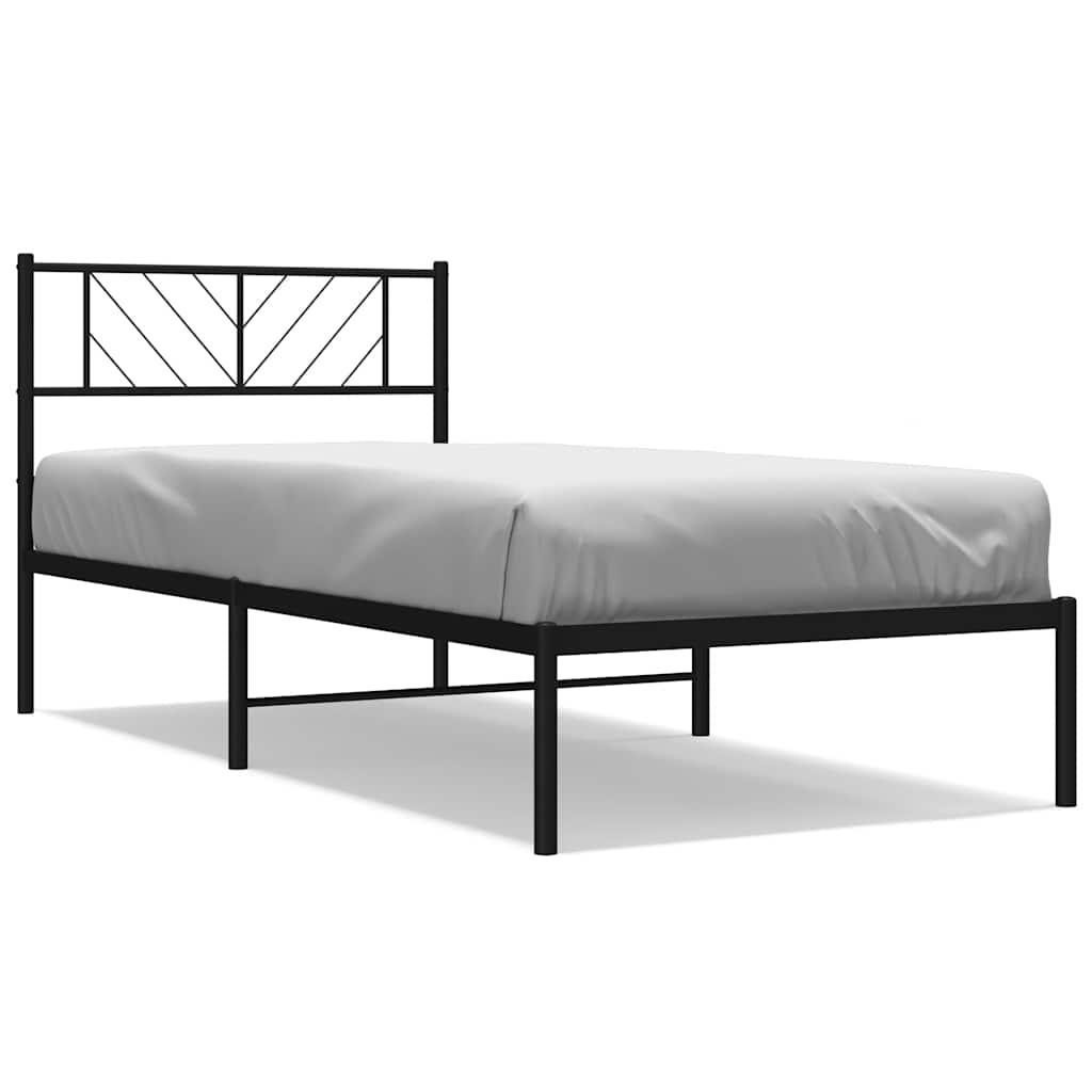 vidaXL Estructura cama sin colchón con cabecero metal negro 100x190 cm