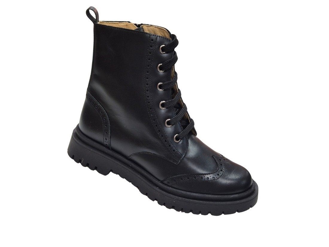 Botines De Piel Con Cremallera Para Niñas, Marca Andanines, En Color Marino O Negro. Andanines