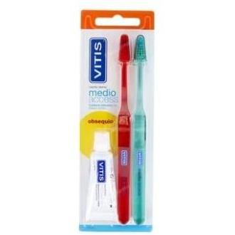 Vitis Medio Access Cepillo Dental 2Uds + Pasta Blanqueadora 15Ml