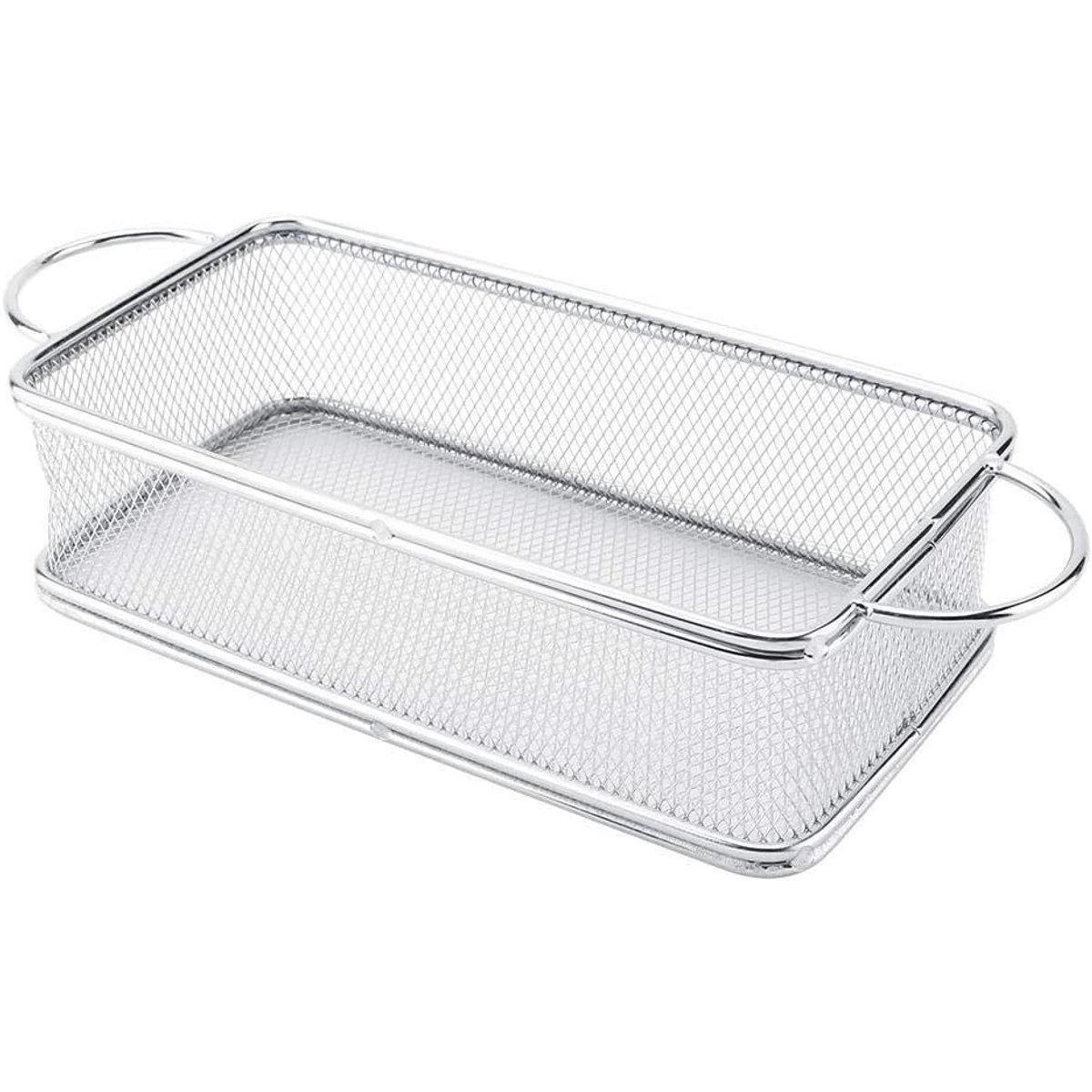 Cesta para freír de acero inoxidable - Cesta multifuncional con rejilla y asa - Plateada