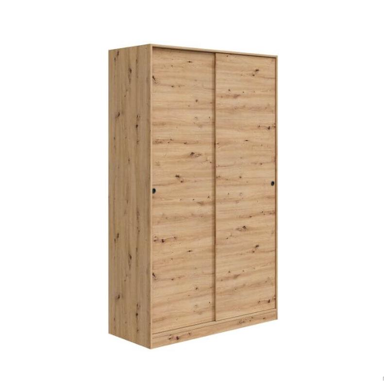 MOBELCENTER - Armario Matrimonio o Juvenil 2 Puertas Correderas con 4 estantes y Barra de Colgar - Color Roble Nodi - 120 cm x 50 cm x 200 cm (1385)