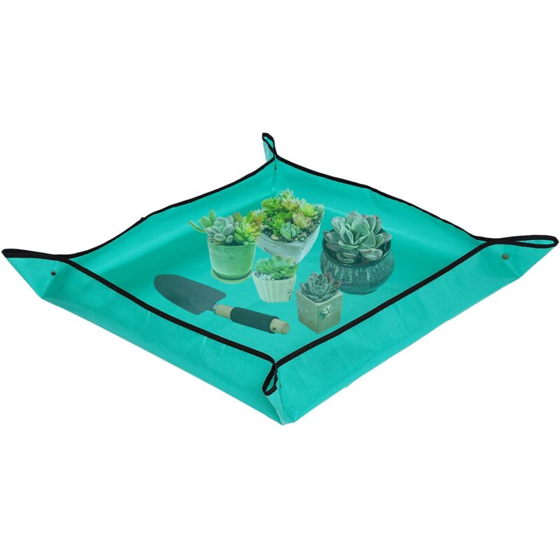 CA Esterilla para trasplantar plantas, impermeable, plegable, de polietileno, para jardinería, para trasplantar plántulas de interior y suculentas (100 x 100 cm, verde)