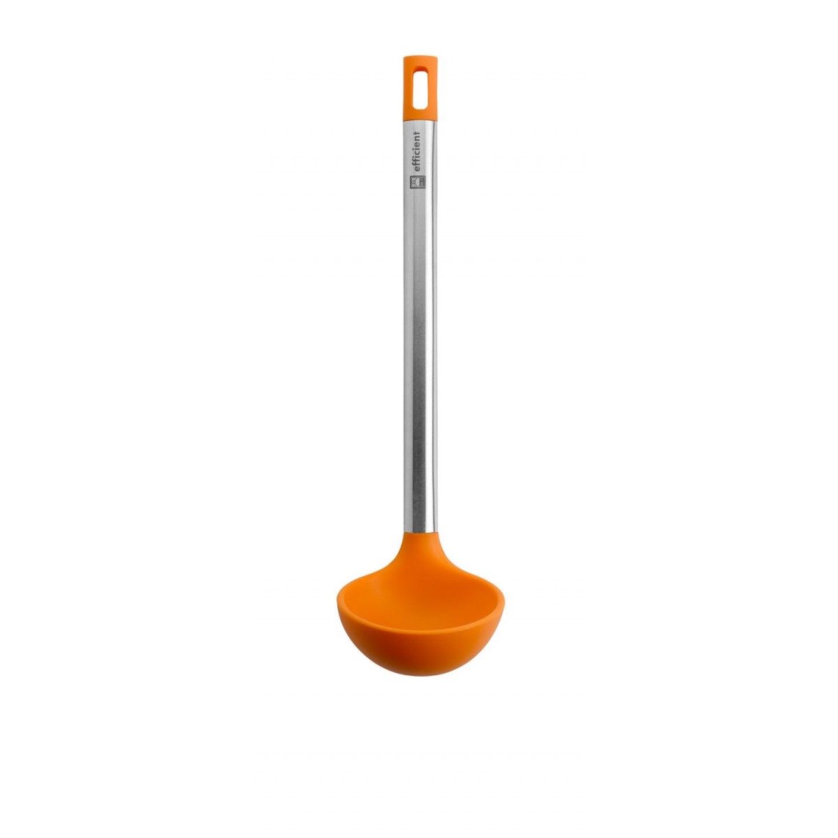 Bra - Cucharón de Cocina Efficient, Utensilio Cocina, Acero Inoxidable, Silicona Naranja, Coger y Servir, Apto Lavavajillas