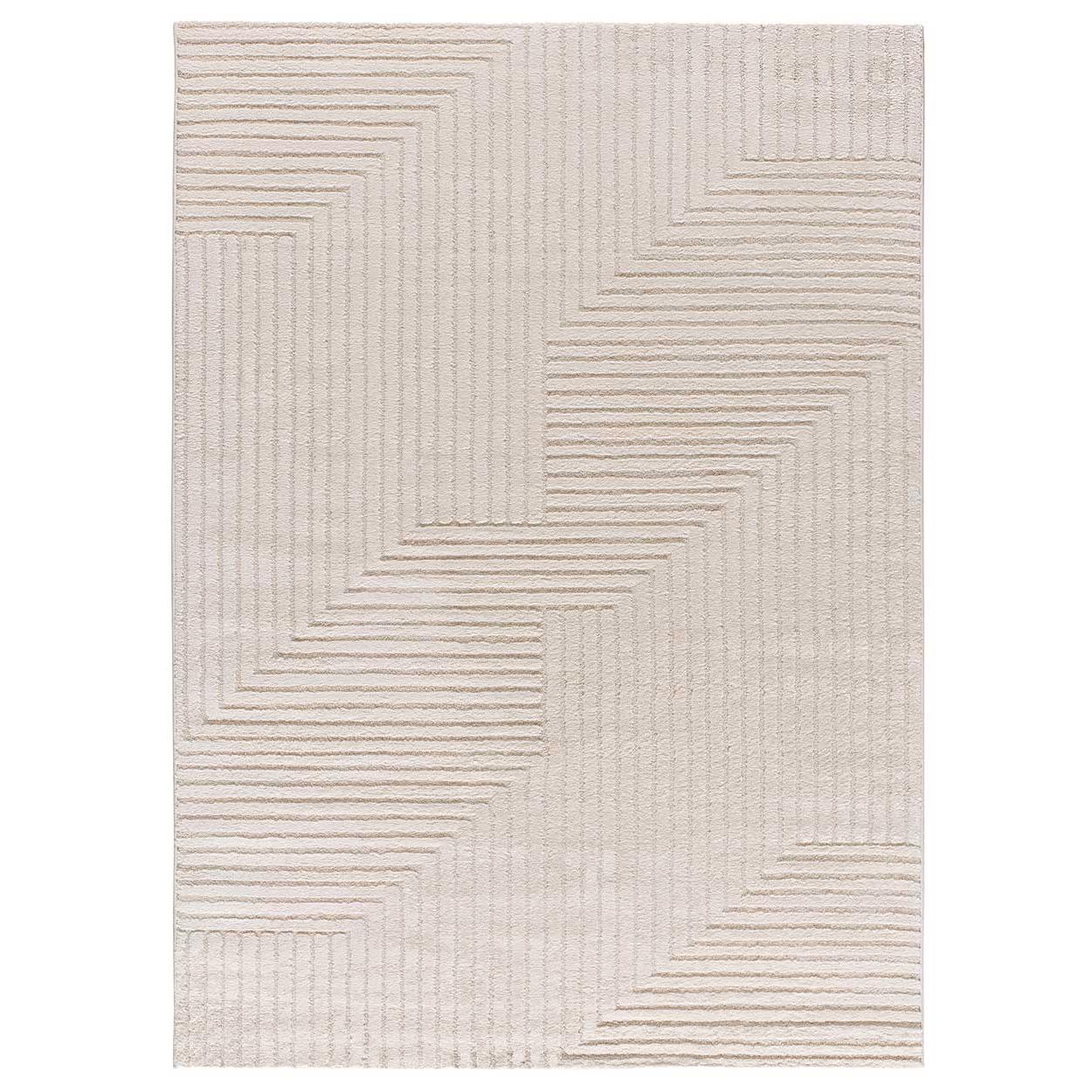 ATTICGO Alfombra de Interior de Estilo Geométrico con relieve en Crema - VERONA 2253 | 80X150, 120X170, 160X230 cm
