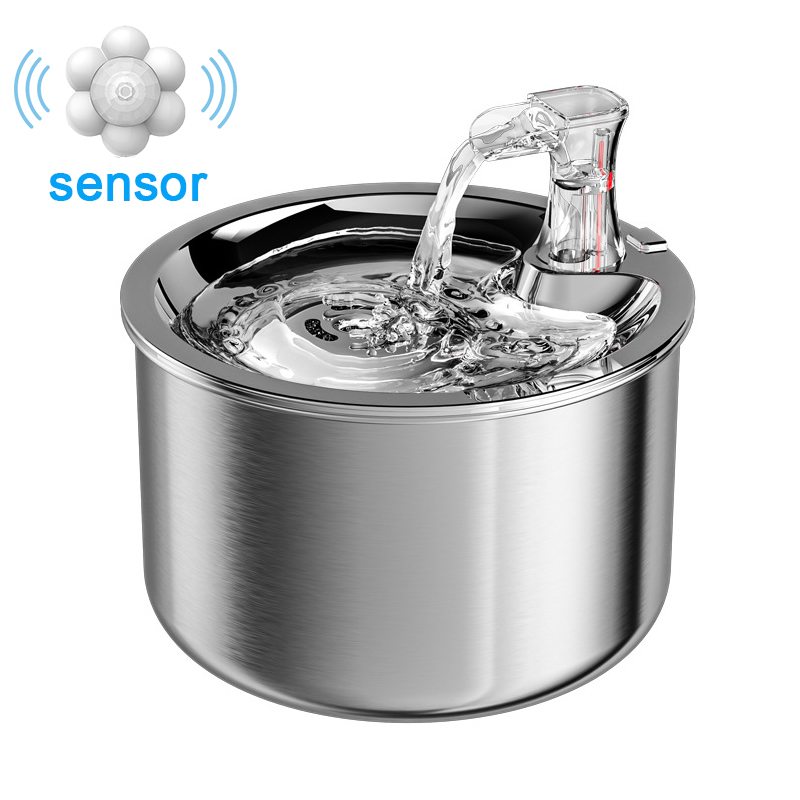 TK Dispensador de agua automático para gatos y perros, fuente de agua corriente con Sensor de filtro de 4 capas, bebedero de acero inoxidable para mascotas