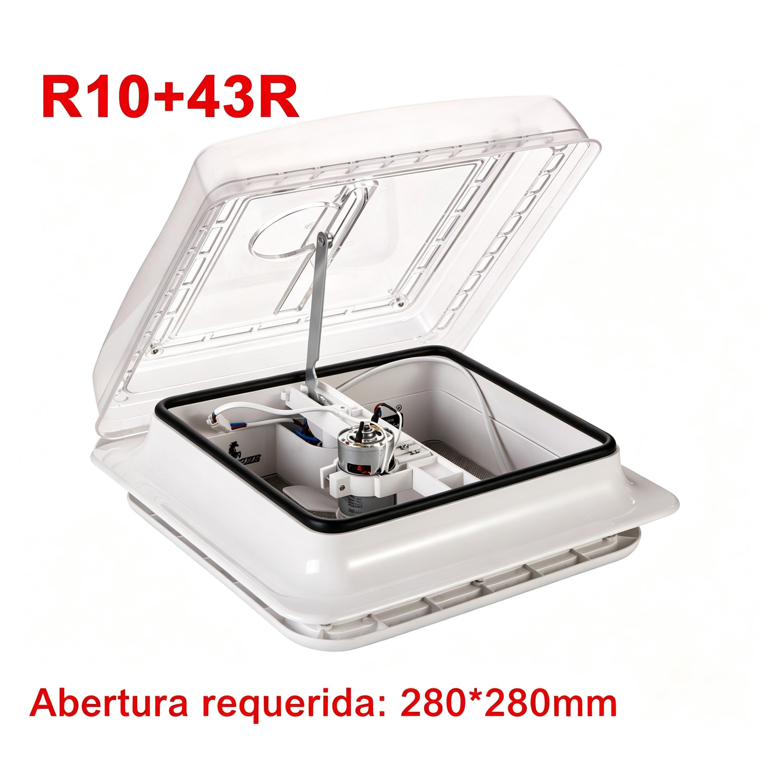 Ventilador de Techo para Caravana 12V con Mando a Distancia, 43R R1010 Velocidades y Flujo Reversible – Extracción e Insuflación Silencioso con Luz LED 3 Colores y Cubierta Resistente a UV – Ideal para RV, Camper o Autocaravana