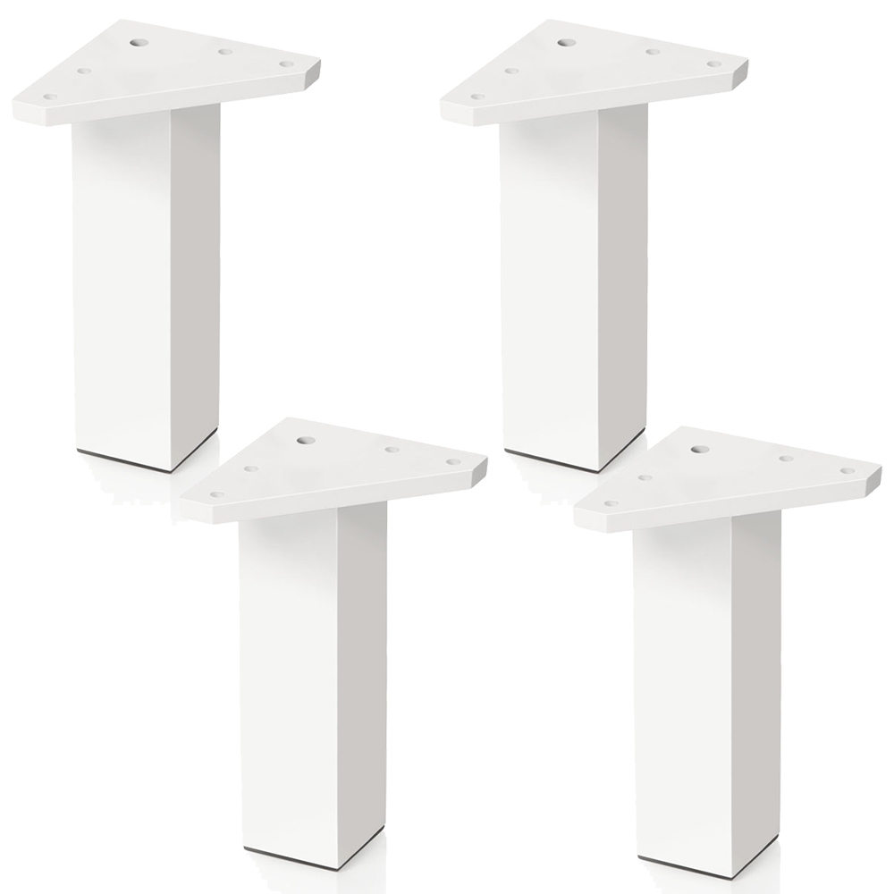 4 un. Pata pie cuadrada para Mueble en resina plastica ABS ANTIHUMEDAD 40x40mm altura 150mm blanco