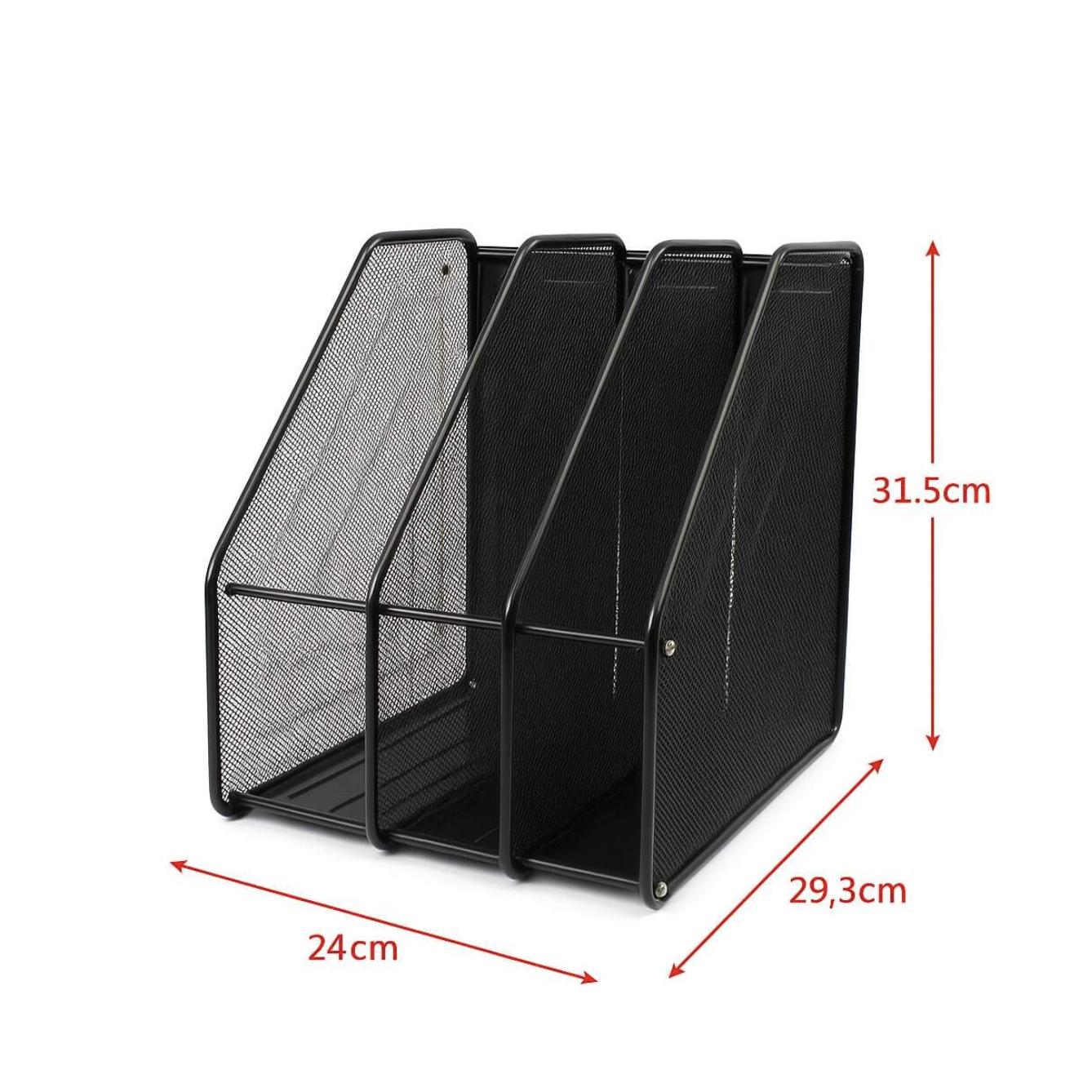 Archivador Revistero Metálico – 2/3/4 Secciones, Color Negro o Plateado, Organizador de Revistas, Documentos y Carpetas, Diseño de Malla Resistente para Oficina y Hogar