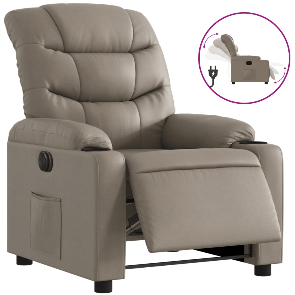 vidaXL Sillón reclinable eléctrico de cuero sintético color capuchino