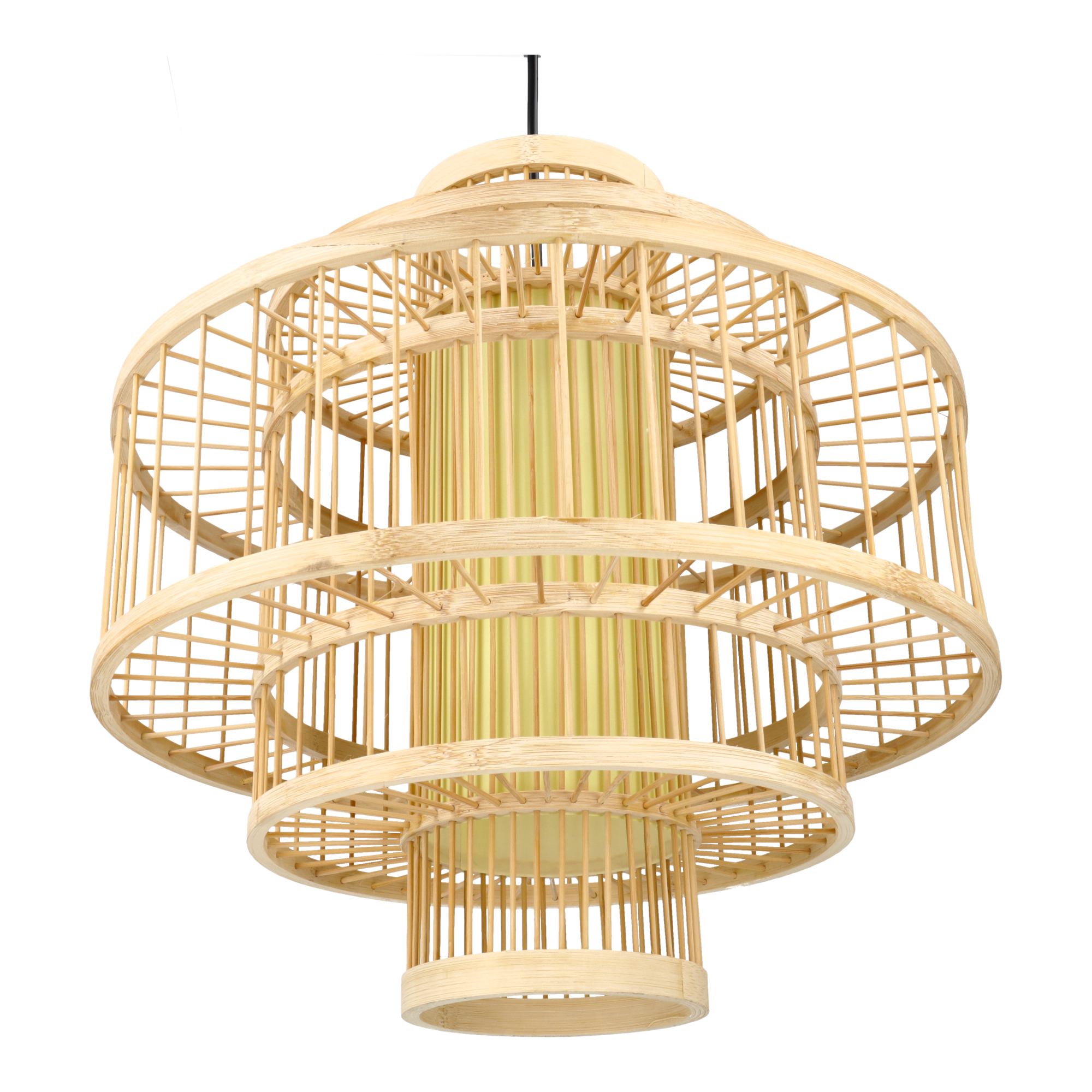 Jandei - Lámpara Colgante de Bambú Trenzado Estilo Vintage Portalámparas E27 (Bombilla No Incluida) 220-240V. Diseño Artesanal y Elegante