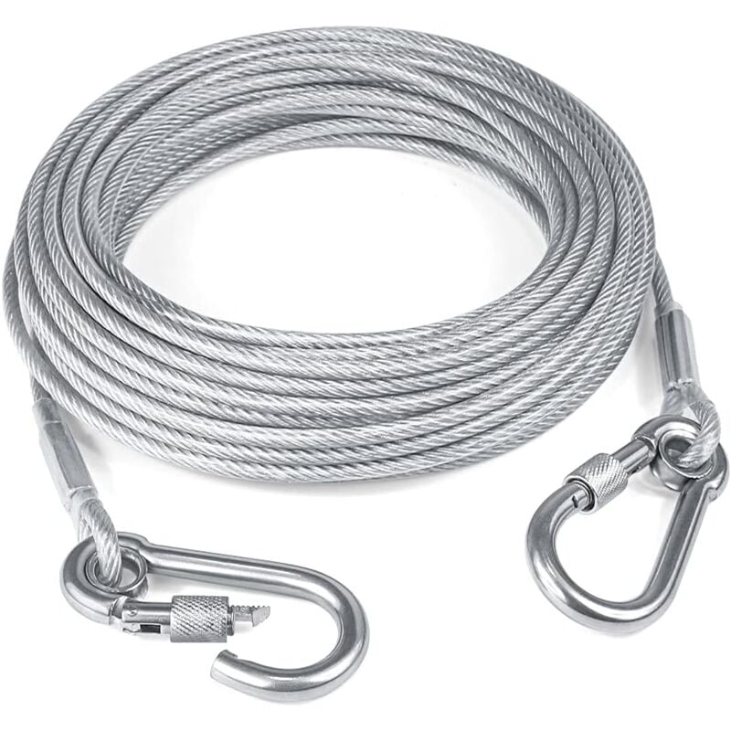 CA Cable reflectante Sollbry para perros de hasta 113 kg, cable de acero con hebilla de doble fijación de acero inoxidable, ligero y duradero, cadenas para perros.