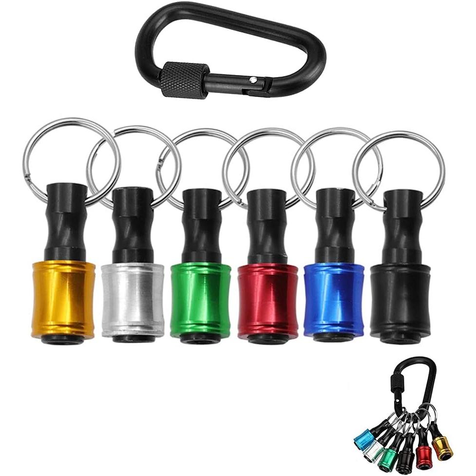 6 Piezas Soporte para Destornillador Hexagonal, 1/4 pulgadas Mango de Repuesto para Destornillador, Accesorios para Destornilladores, con llavero, Adecuado para la Mayoría de Puntas Destornillador