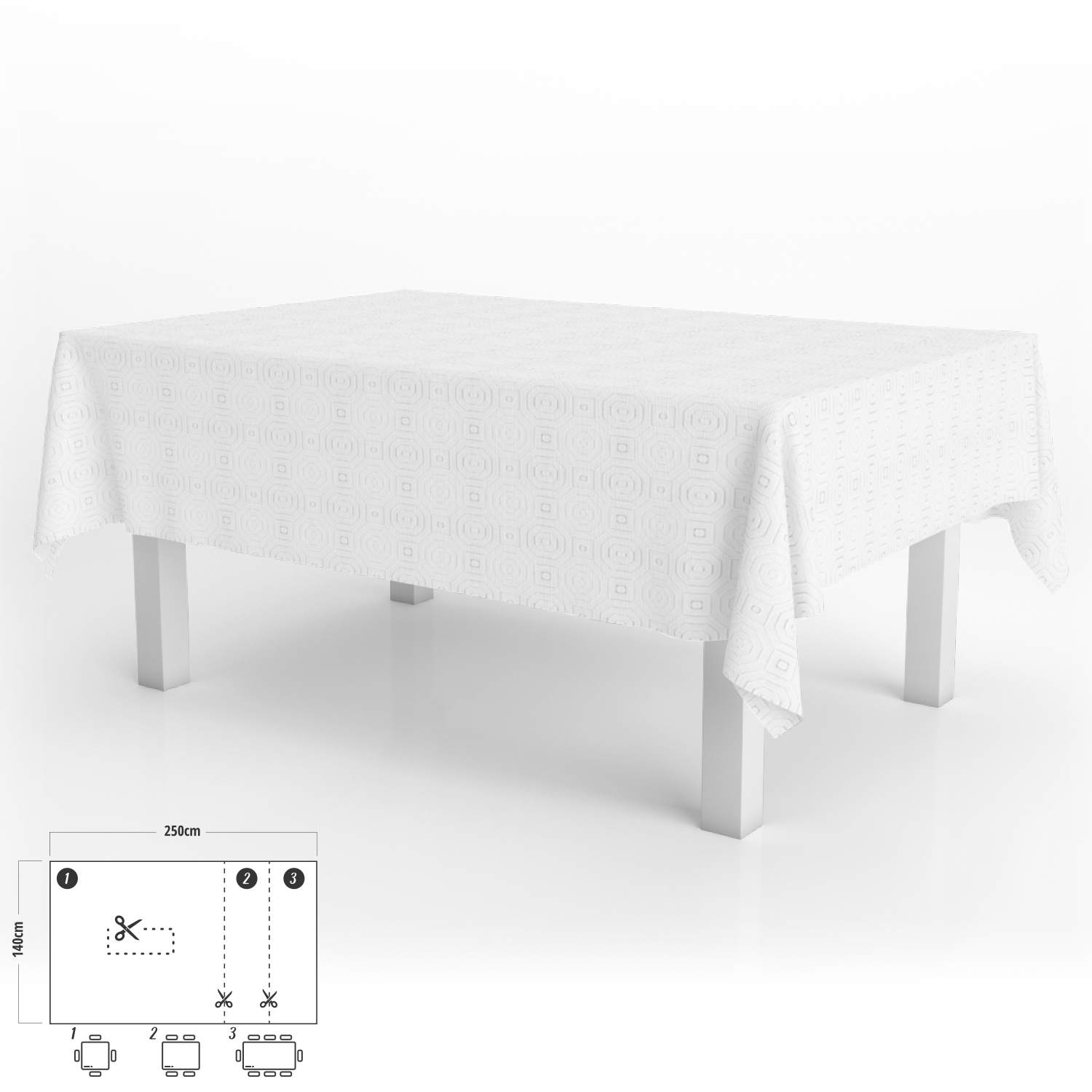 Oryx Mantel Hule Muleton Rectangular Blanco Impermeable Antimanchas PVC 140x250 Cm