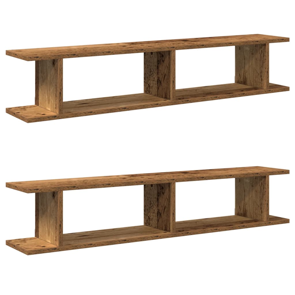 vidaXL Estantes pared 2 uds madera ingeniería envejecida 105x18x20 cm