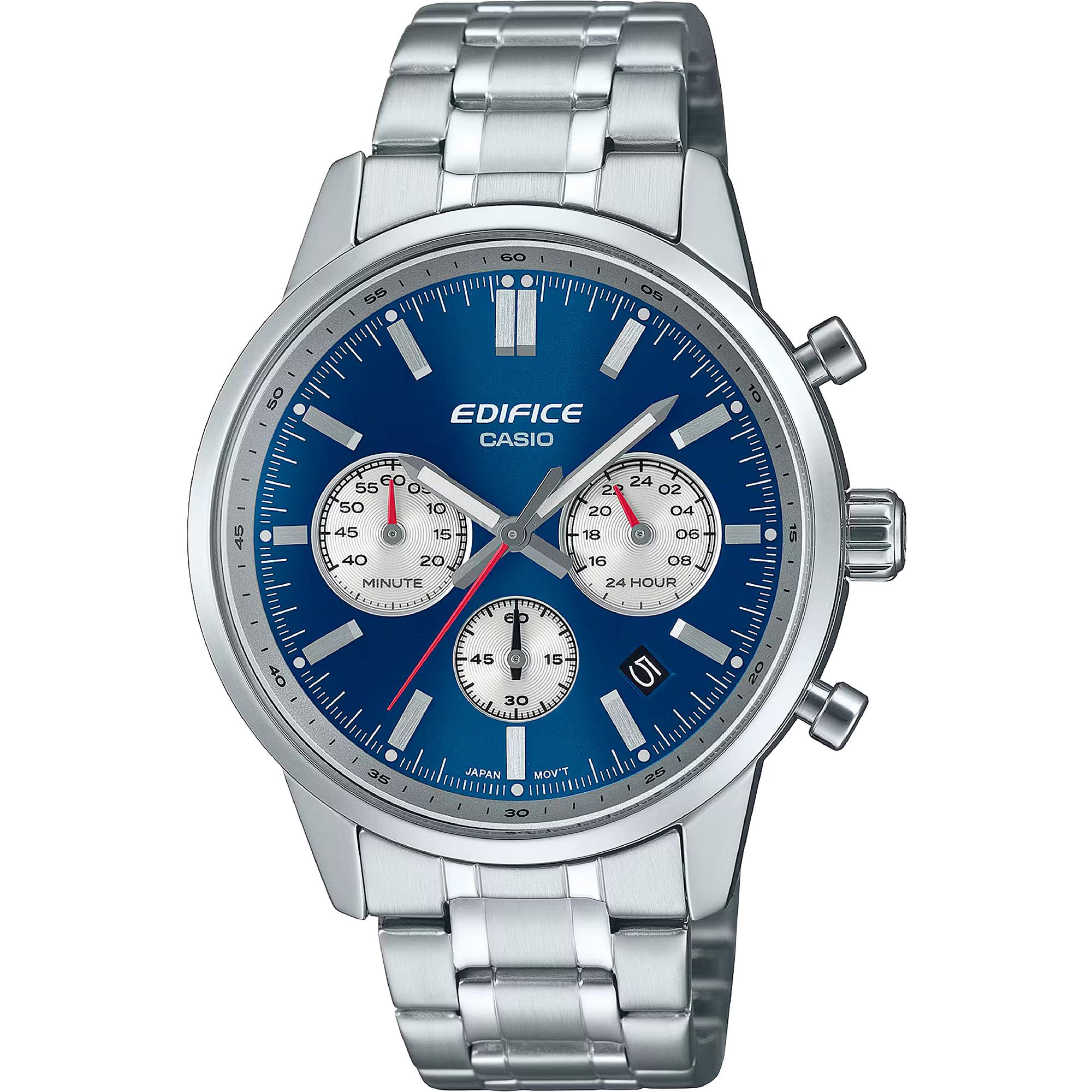 Reloj De Pulsera Casio Edifice - Efr-575D-2Aef Correa Color: Gris Plata Dial Azul Hombre