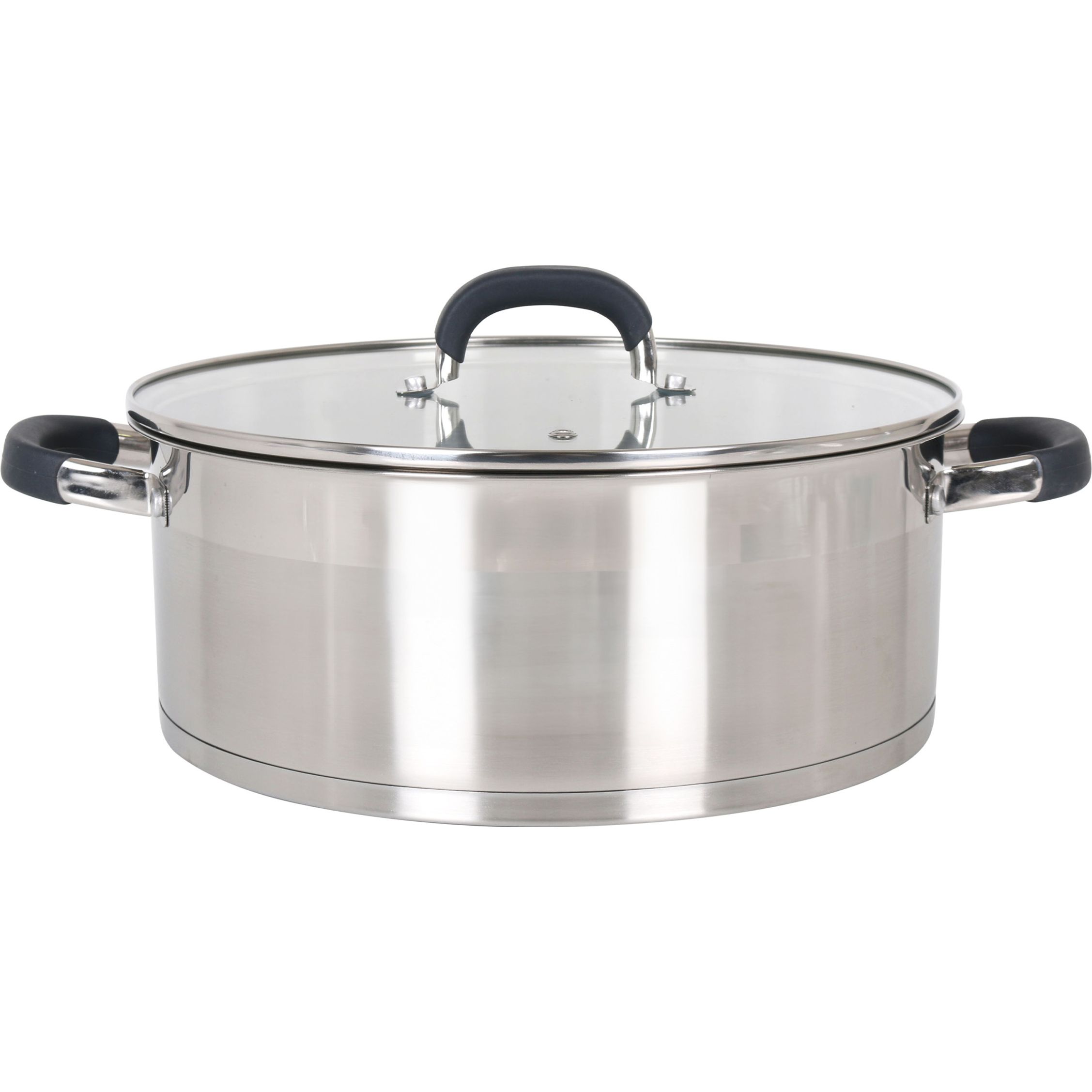Quttin - Cacerola Acero Inoxidable 28cm/6.7L Tapa Heleom - Apta Inducción - Alta Durabilidad y Resistencia - Diseño Ergonómico - Compatible con Todas las Cocinas