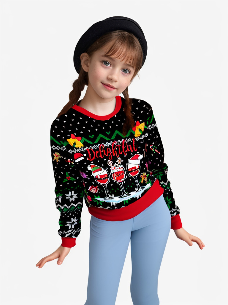 Plushome Sudareras De Navidad,De Manga Larga Con Cuello Redondo, Sudadera Con Estampado De Papá Noel,Reno, Ropa De Calle Informal De Navidad, Otoño E Invierno