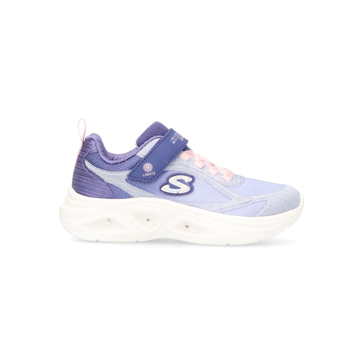 Skechers - Zapatillas S-Lights: Sola Glow 2.0 Dazzle Steps para niña con cierre adaptativo, malla y luces LED en suela