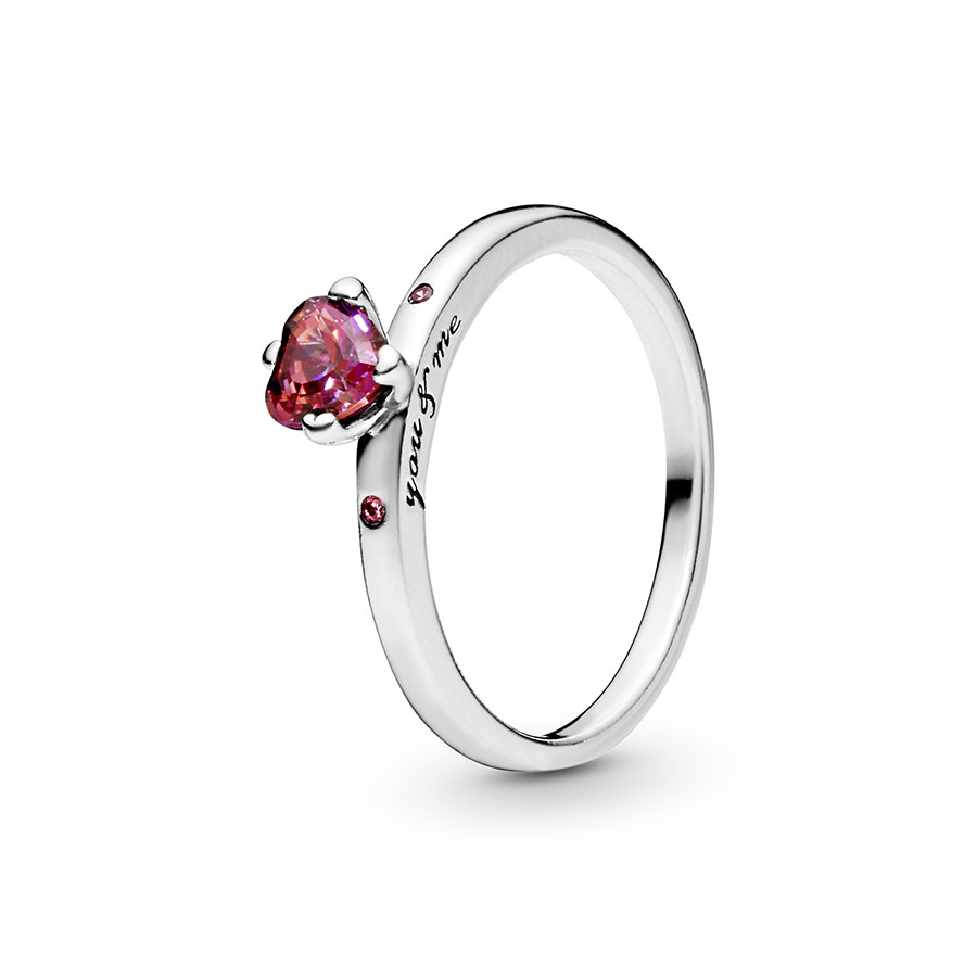 Pandora San Valentín Joyería Anillo Corazón circonitas rosas y rojas 196574CZRMX , para Mujer