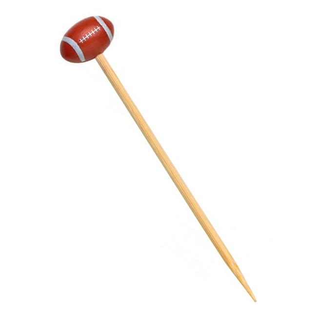 MONOUSO | Pinchos de Bambú Decorados Rugby 12cm (100 Uds)