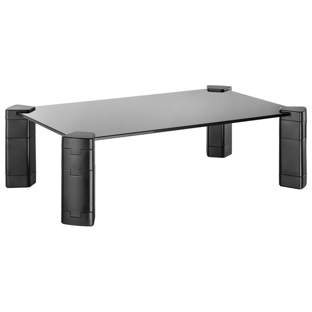 Aisens - Soporte elevador cristal para monitor y portátil 32 pulgadas con ajuste de altura manual, diseño modular, cristal templado y ABS negro