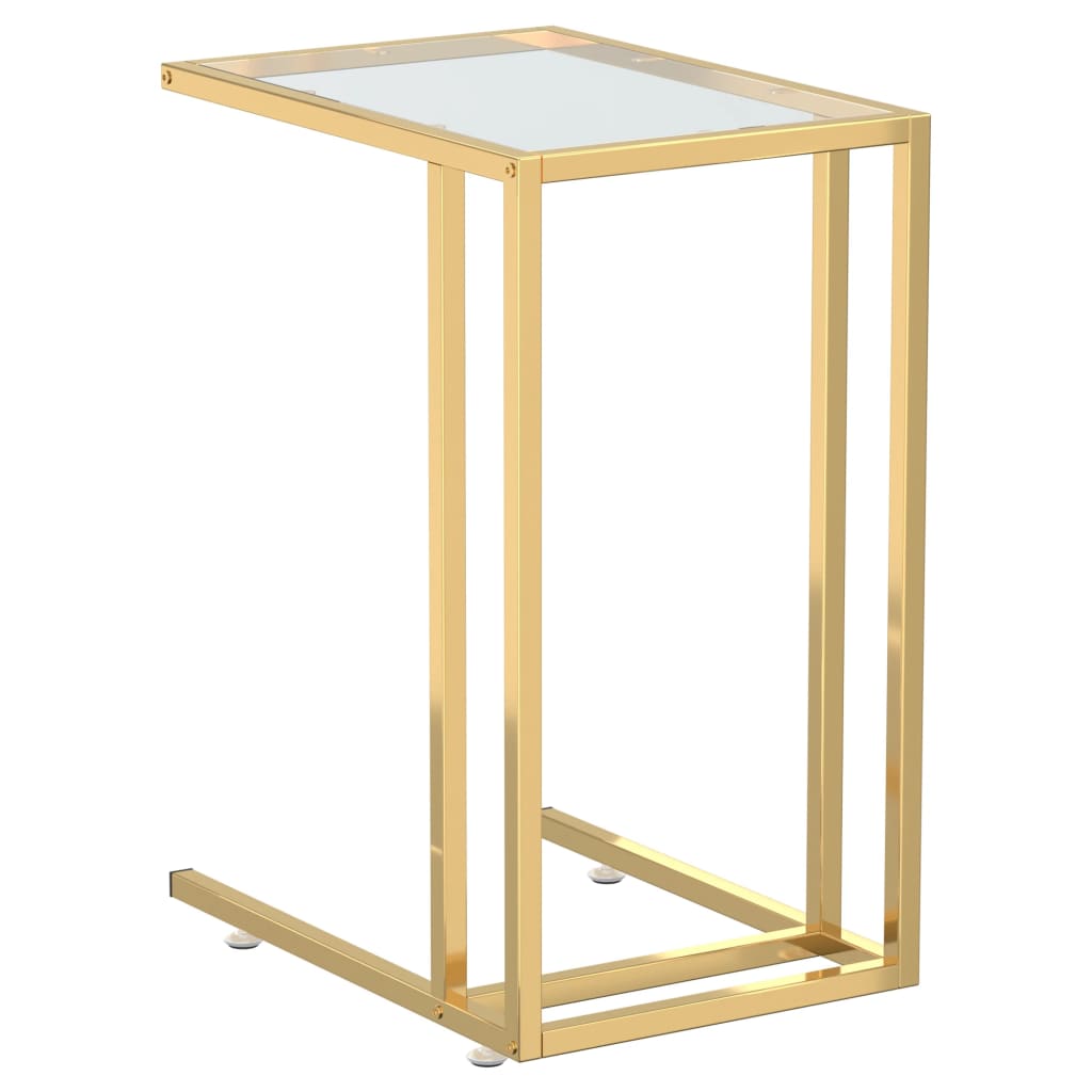 Vidaxl Mesita Ordenador Vidrio 50x35x65cm Dorado y Transparente