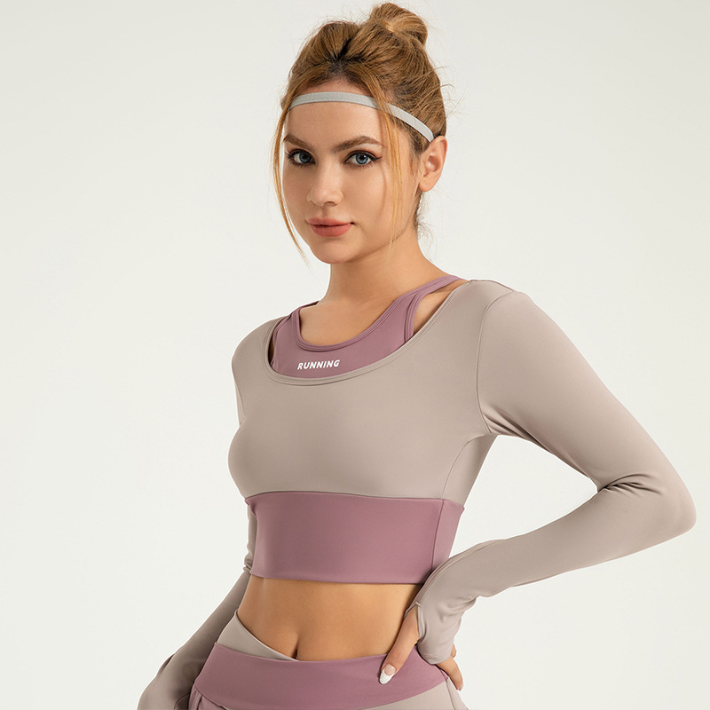 OmHome Nuevo Ropa deportiva ajustada para Fitness, sujetador de dos piezas falso a juego de colores a prueba de golpes, ropa de Yoga gratis