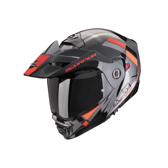 Scorpion ADX-2 Galano plata, negro rojo hom CE 22.06 casco trail abatible 89-455-327