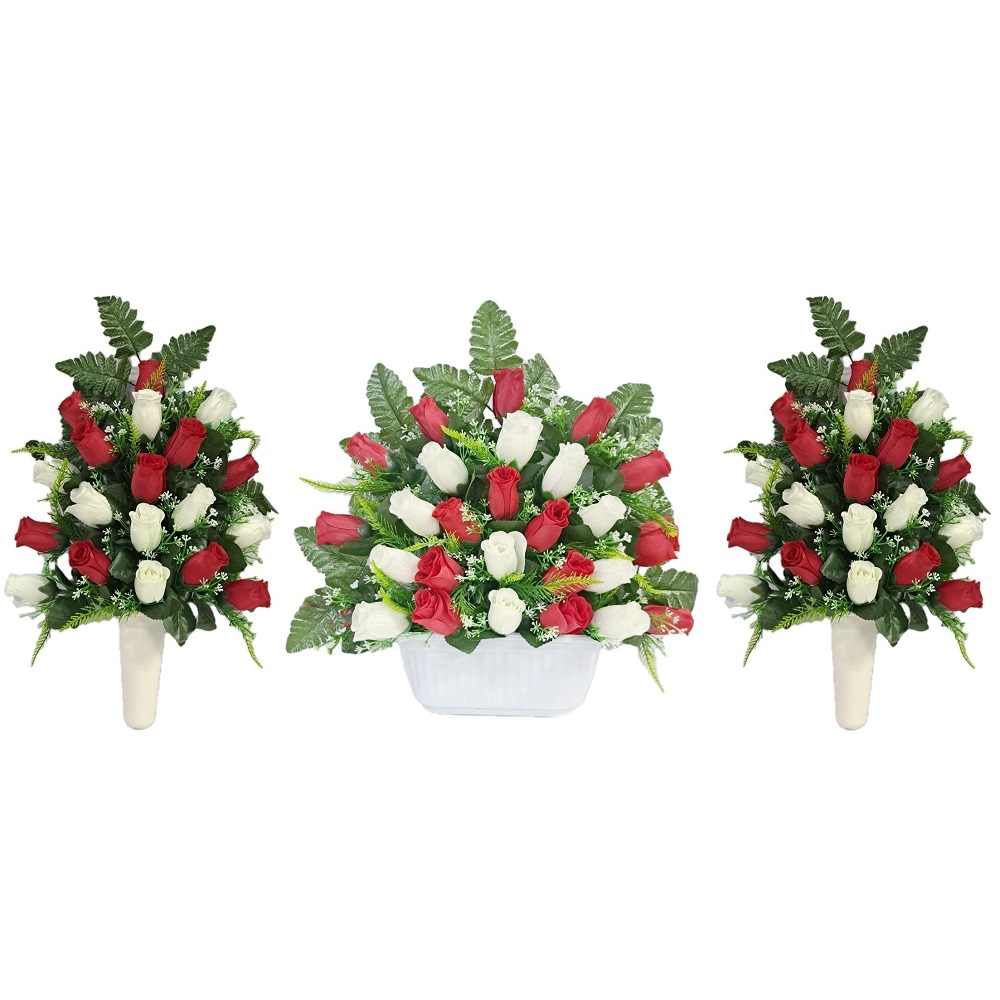 Flores artificiales para cementerio,Centro Flores para santos duraderas de tela con maceta,Gerimport,Envios desde España