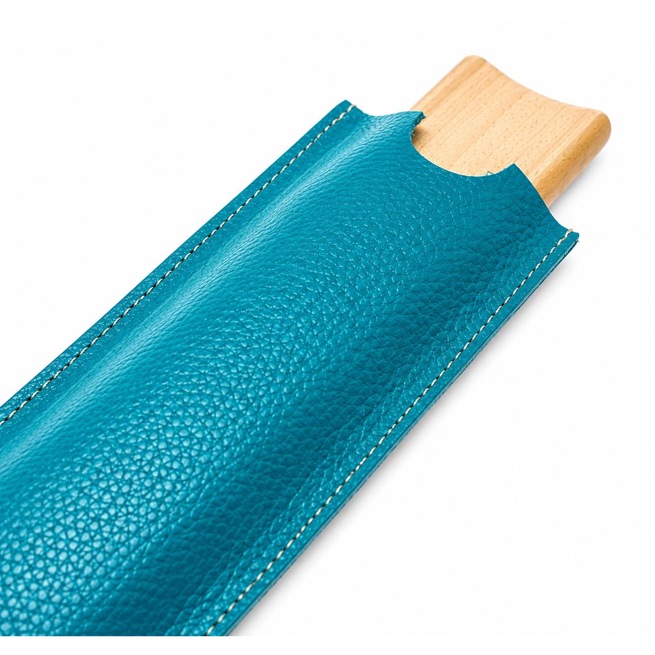 Ramito Piel Ubrique - Funda para abanico de 23 cm en piel de vacuno 100% auténtica de Ubrique, diseño simple abierto ideal para llevar en el bolso, accesorio artesanal para costura y detalles de boda o comunión